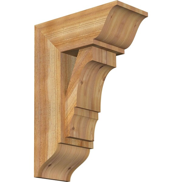 Ekena Millwork Balboa Traditional Rough Sawn Bracket w/ Offset Brace, Western Red Cedar, 8"W x 18"D x 26"H BKT0806X18X26BOA01RWR - main